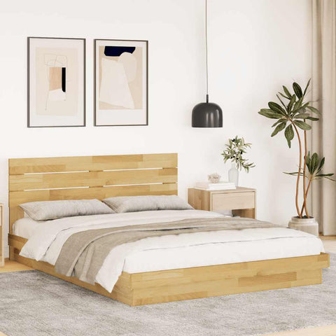 vidaXL Bed Frame with Headboard without Mattress 160x200 cm Solid Wood Oak