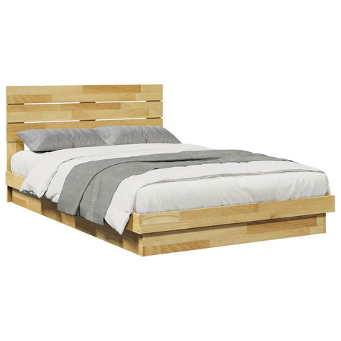 vidaXL Bed Frame with Headboard without Mattress 120x200 cm Solid Wood Oak