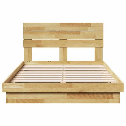 vidaXL Bed Frame with Headboard without Mattress 120x200 cm Solid Wood Oak