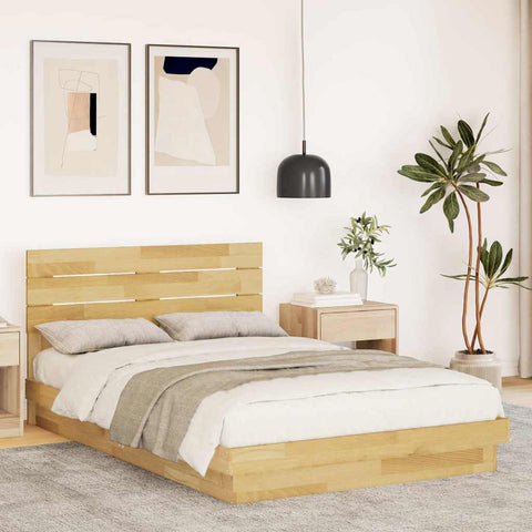 vidaXL Bed Frame with Headboard without Mattress 120x200 cm Solid Wood Oak