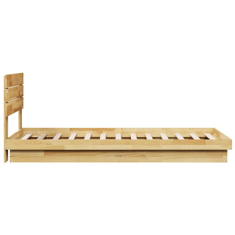 vidaXL Bed Frame with Headboard without Mattress 100x200 cm Solid Wood Oak