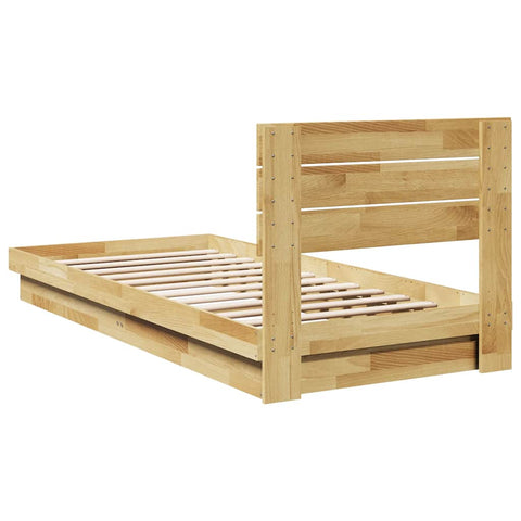 vidaXL Bed Frame with Headboard without Mattress 100x200 cm Solid Wood Oak
