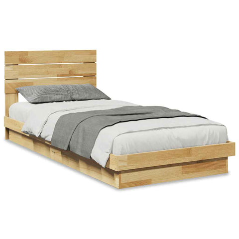 vidaXL Bed Frame with Headboard without Mattress 90x190 cm Single Solid Wood Oak