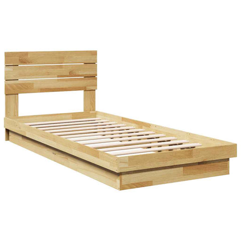 vidaXL Bed Frame with Headboard without Mattress 90x190 cm Single Solid Wood Oak