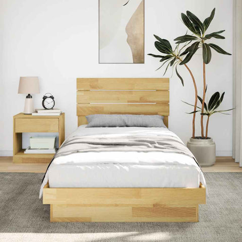 vidaXL Bed Frame with Headboard without Mattress 90x190 cm Single Solid Wood Oak