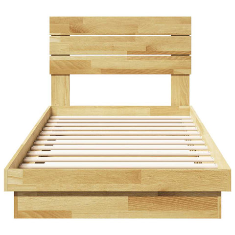 vidaXL Bed Frame with Headboard without Mattress 90x190 cm Single Solid Wood Oak