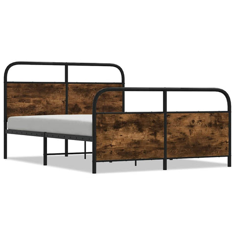 vidaXL Metal Bed Frame without Mattress Smoked Oak 140x200 cm
