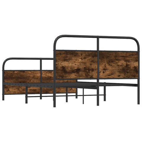 vidaXL Metal Bed Frame without Mattress Smoked Oak 140x200 cm