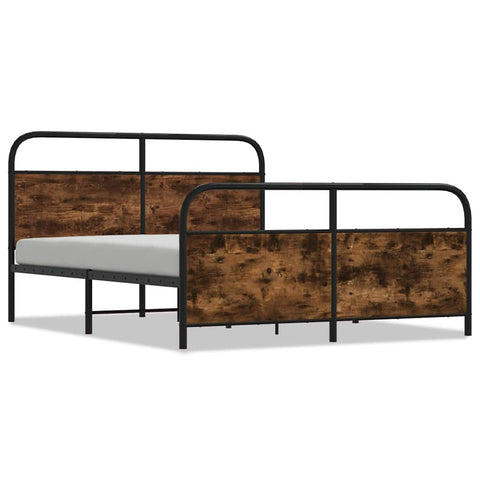 vidaXL Metal Bed Frame without Mattress Smoked Oak 183x213 cm