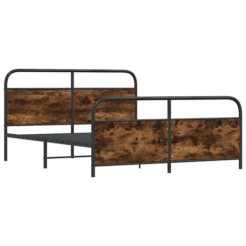 vidaXL Metal Bed Frame without Mattress Smoked Oak 183x213 cm