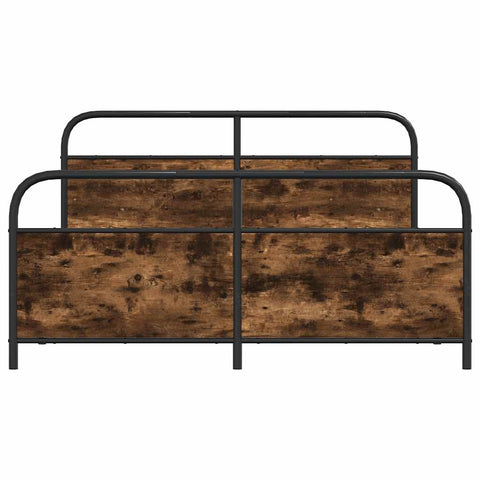 vidaXL Metal Bed Frame without Mattress Smoked Oak 193x203 cm