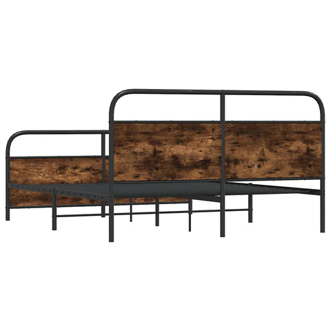 vidaXL Metal Bed Frame without Mattress Smoked Oak 193x203 cm