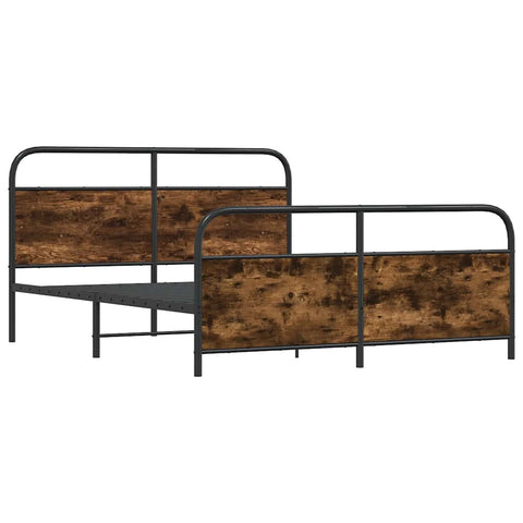 vidaXL Metal Bed Frame without Mattress Smoked Oak 200x200 cm