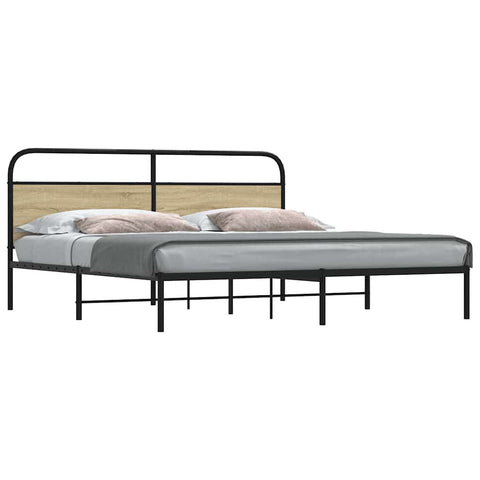 vidaXL Metal Bed Frame without Mattress Sonoma Oak 183x213 cm