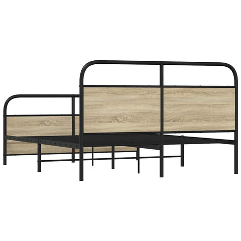 vidaXL Metal Bed Frame without Mattress Sonoma Oak 150x200 cm King Size
