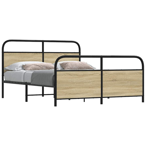vidaXL Metal Bed Frame without Mattress Sonoma Oak 150x200 cm King Size