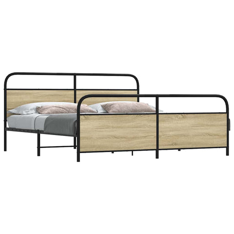 vidaXL Metal Bed Frame without Mattress Sonoma Oak 183x213 cm