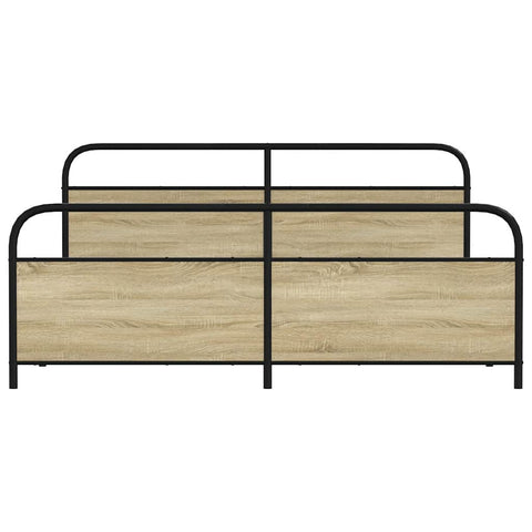vidaXL Metal Bed Frame without Mattress Sonoma Oak 193x203 cm