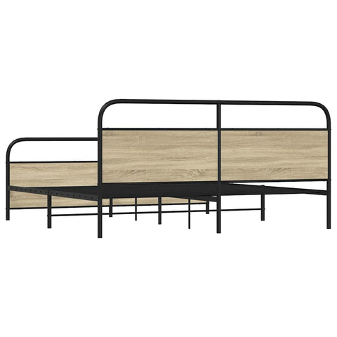 vidaXL Metal Bed Frame without Mattress Sonoma Oak 193x203 cm