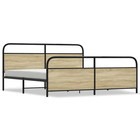 vidaXL Metal Bed Frame without Mattress Sonoma Oak 200x200 cm