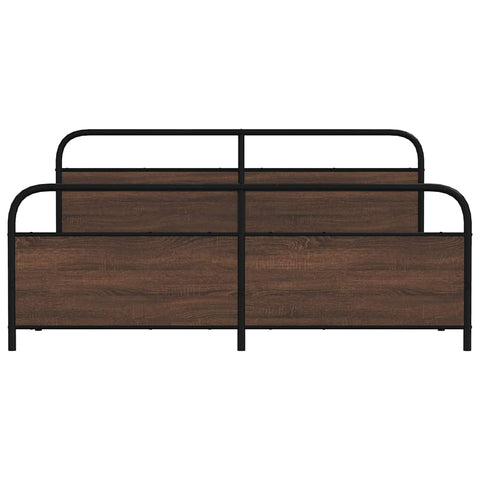 vidaXL Metal Bed Frame without Mattress Brown Oak 193x203 cm