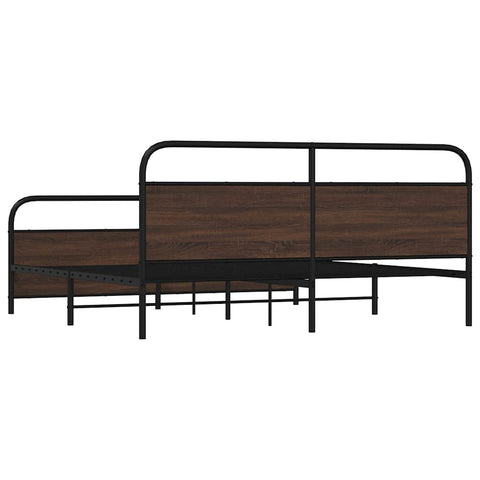 vidaXL Metal Bed Frame without Mattress Brown Oak 193x203 cm