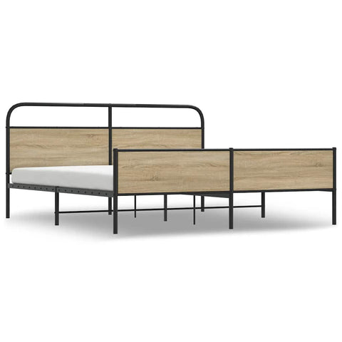 vidaXL Metal Bed Frame without Mattress Smoked Oak 200x200 cm