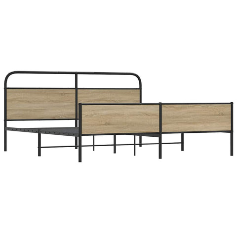 vidaXL Metal Bed Frame without Mattress Smoked Oak 200x200 cm