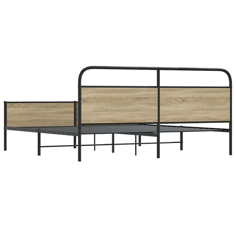 vidaXL Metal Bed Frame without Mattress Smoked Oak 200x200 cm