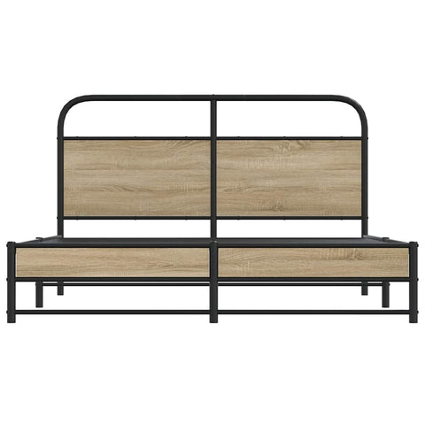 vidaXL Metal Bed Frame without Mattress Smoked Oak 160x200 cm