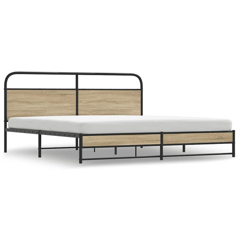 vidaXL Metal Bed Frame without Mattress Smoked Oak 180x200 cm Super King