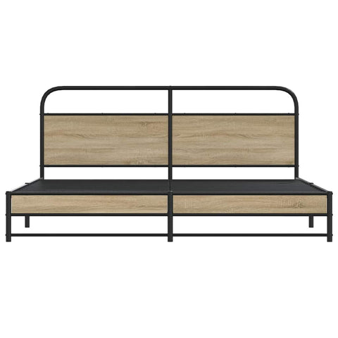 vidaXL Metal Bed Frame without Mattress Smoked Oak 180x200 cm Super King