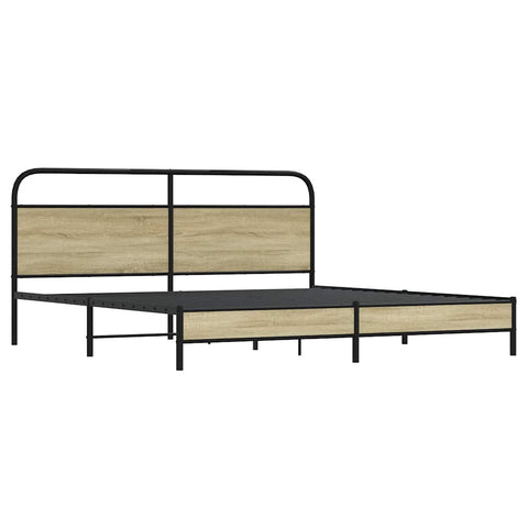 vidaXL Metal Bed Frame without Mattress Sonoma Oak 200x200 cm
