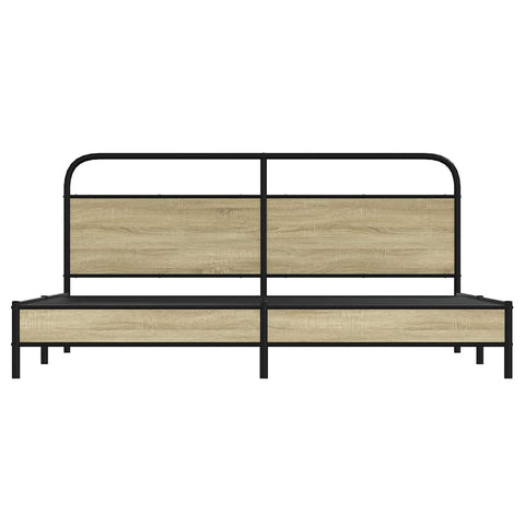 vidaXL Metal Bed Frame without Mattress Sonoma Oak 200x200 cm