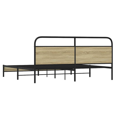 vidaXL Metal Bed Frame without Mattress Sonoma Oak 200x200 cm