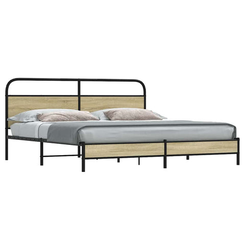 vidaXL Metal Bed Frame without Mattress Sonoma Oak 200x200 cm