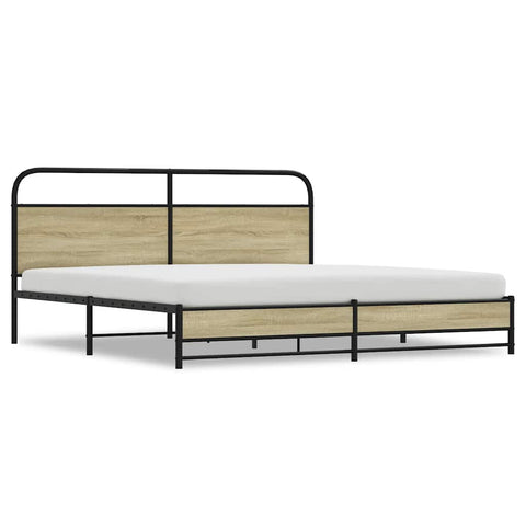 vidaXL Metal Bed Frame without Mattress Sonoma Oak 180x200 cm Super King