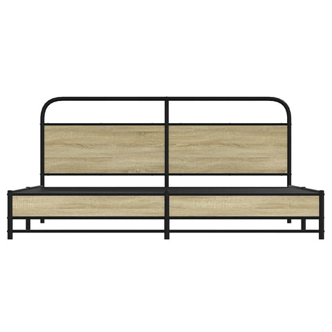 vidaXL Metal Bed Frame without Mattress Sonoma Oak 180x200 cm Super King