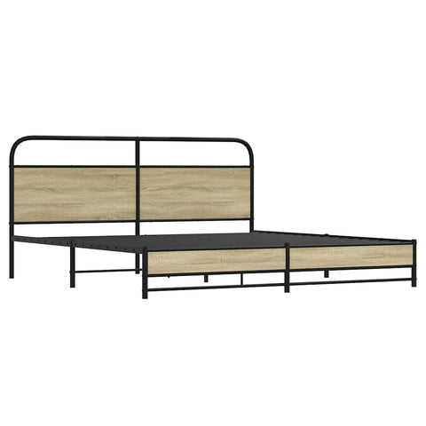 vidaXL Metal Bed Frame without Mattress Sonoma Oak 193x203 cm