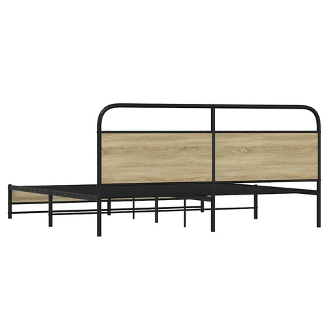 vidaXL Metal Bed Frame without Mattress Sonoma Oak 193x203 cm
