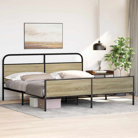 vidaXL Metal Bed Frame without Mattress Sonoma Oak 183x213 cm