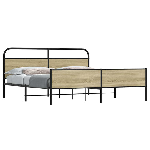 vidaXL Metal Bed Frame without Mattress Sonoma Oak 183x213 cm