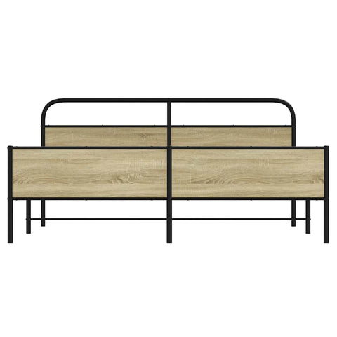 vidaXL Metal Bed Frame without Mattress Sonoma Oak 193x203 cm