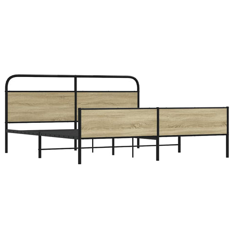 vidaXL Metal Bed Frame without Mattress Sonoma Oak 200x200 cm