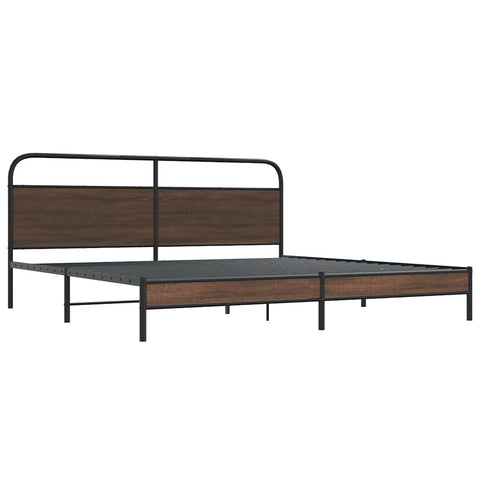 vidaXL Metal Bed Frame without Mattress Brown Oak 200x200 cm