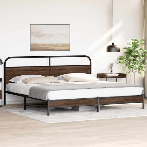 vidaXL Metal Bed Frame without Mattress Brown Oak 200x200 cm