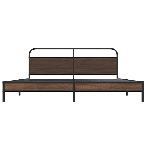 vidaXL Metal Bed Frame without Mattress Brown Oak 200x200 cm