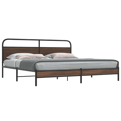 vidaXL Metal Bed Frame without Mattress Brown Oak 200x200 cm