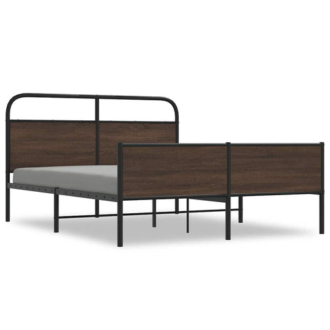 vidaXL Metal Bed Frame without Mattress Brown Oak 160x200 cm