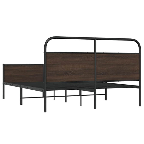 vidaXL Metal Bed Frame without Mattress Brown Oak 160x200 cm